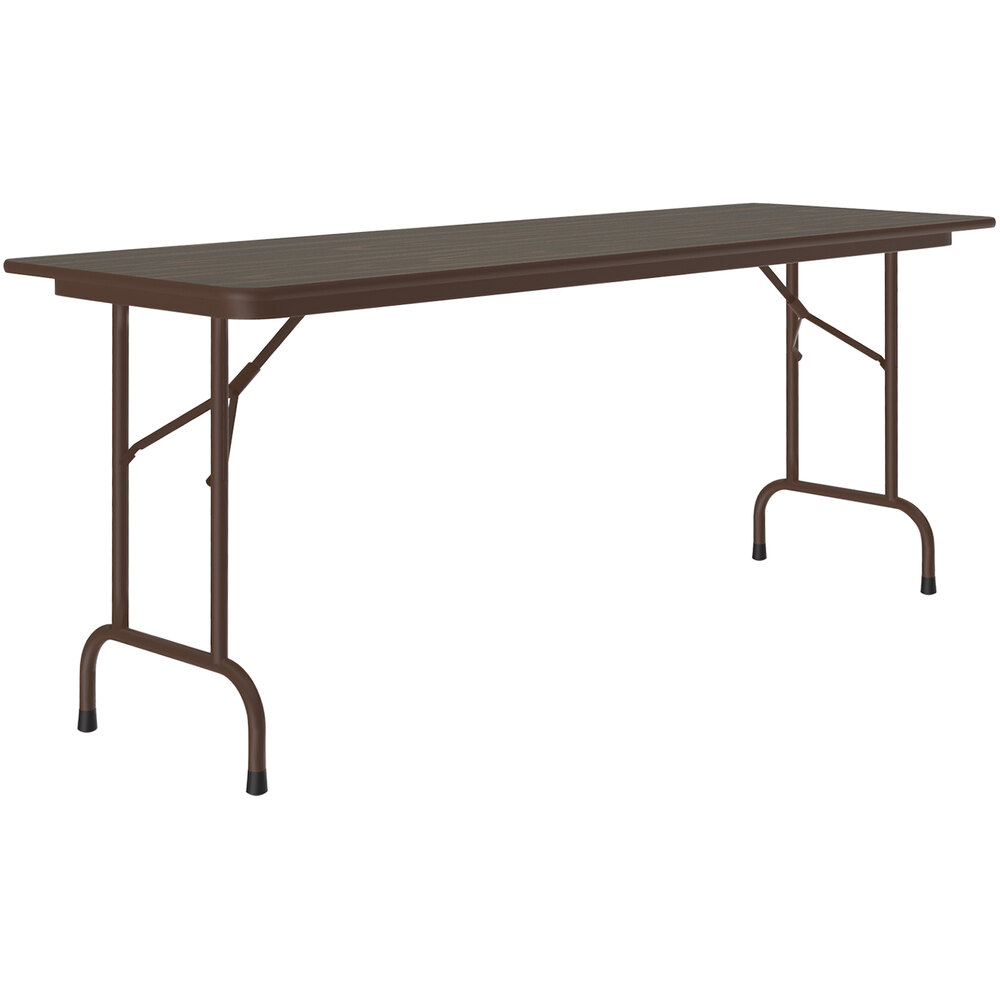 Correll 24" x 72" Walnut ThermalFused Laminate Top Folding Table with