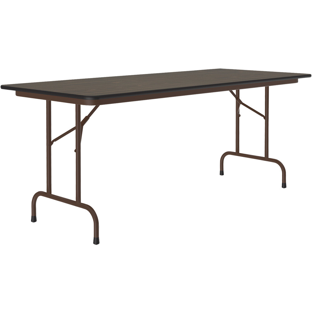 Correll 30" x 96" Walnut ThermalFused Laminate Top Folding Table with