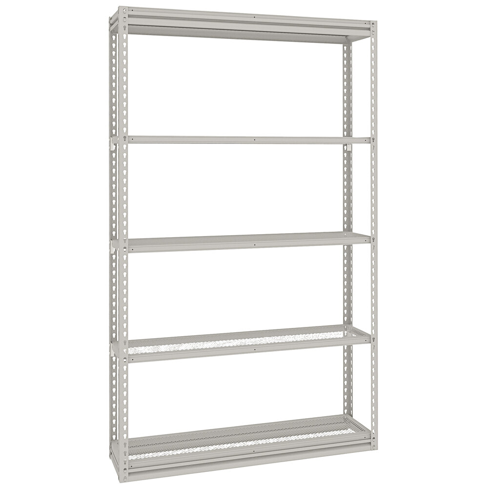 Tennsco ZLine 12" x 48" x 84" Light Gray 5Shelf Perforated Steel