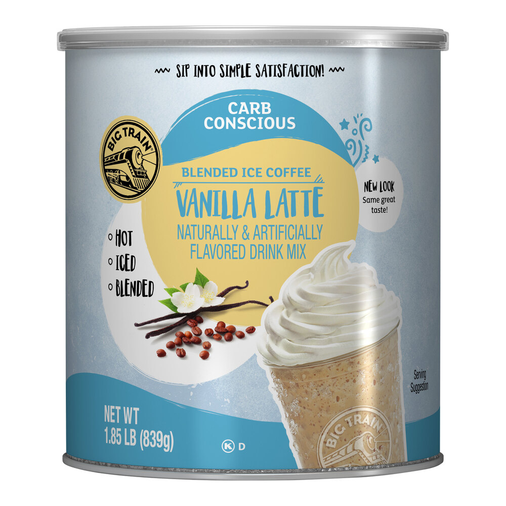 Big Train Low Carb Vanilla Latte Blended Ice Coffee Mix 1.85 lb. Can