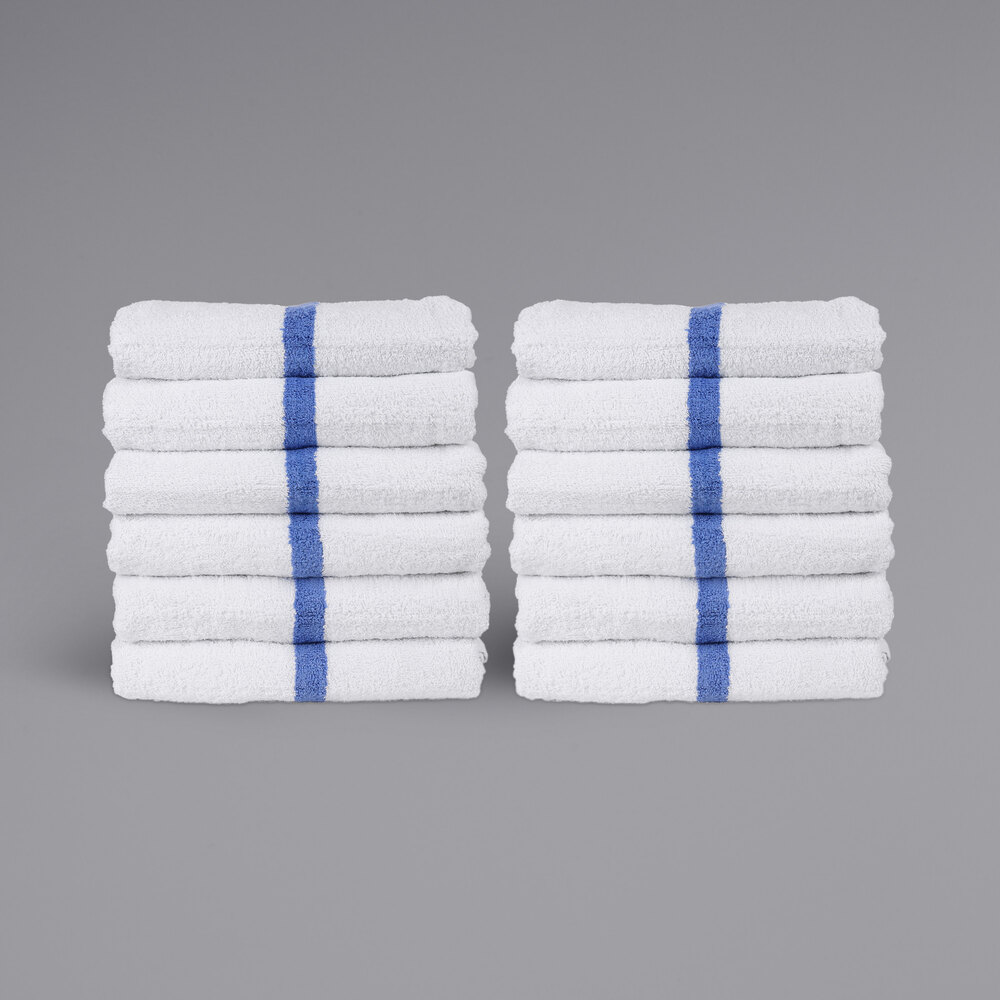 24 new 22x44 blue stripe bath towels 6# per dozen pool towels 
