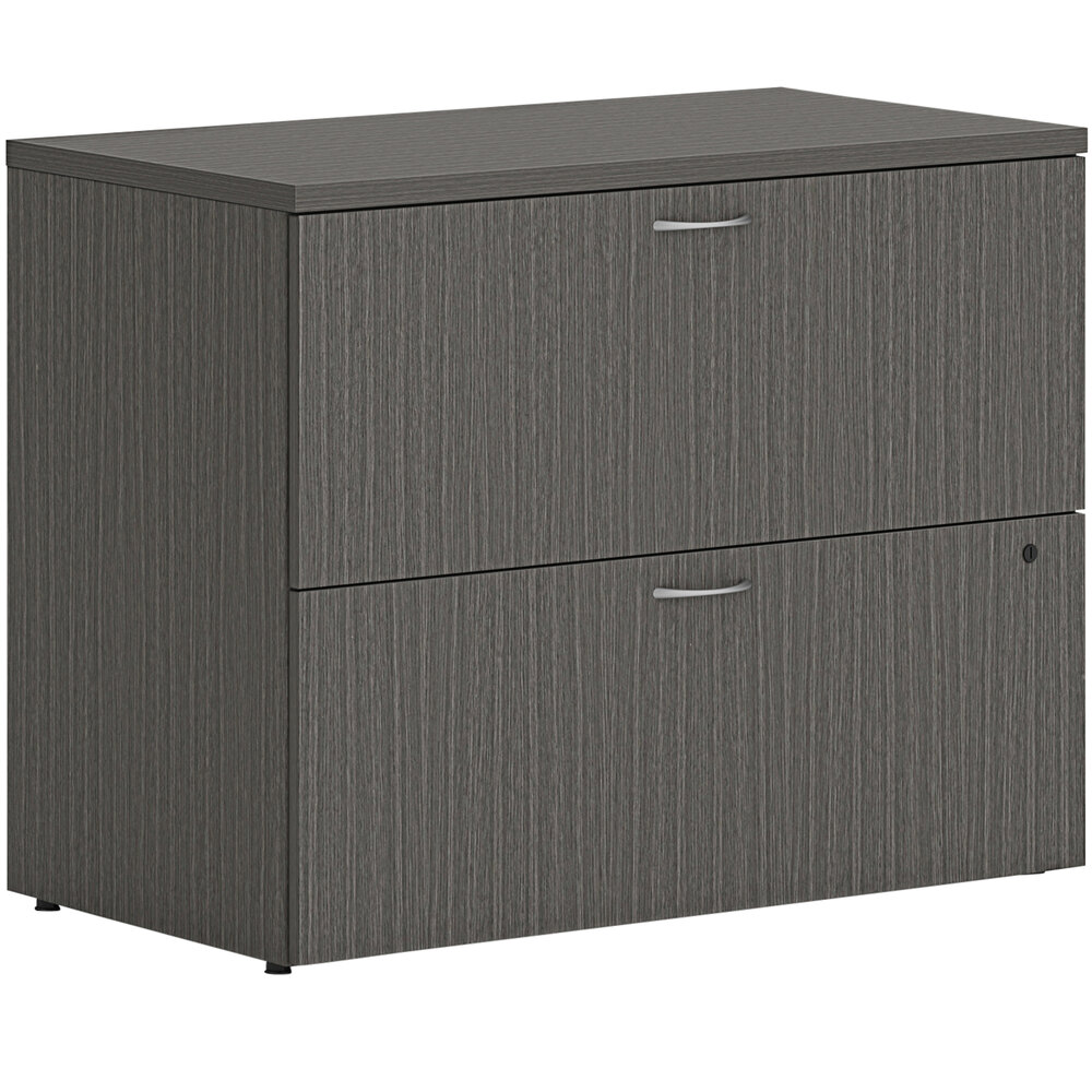 HON Mod 36" x 20" x 29" Slate Teak Lateral File with 2 Drawers