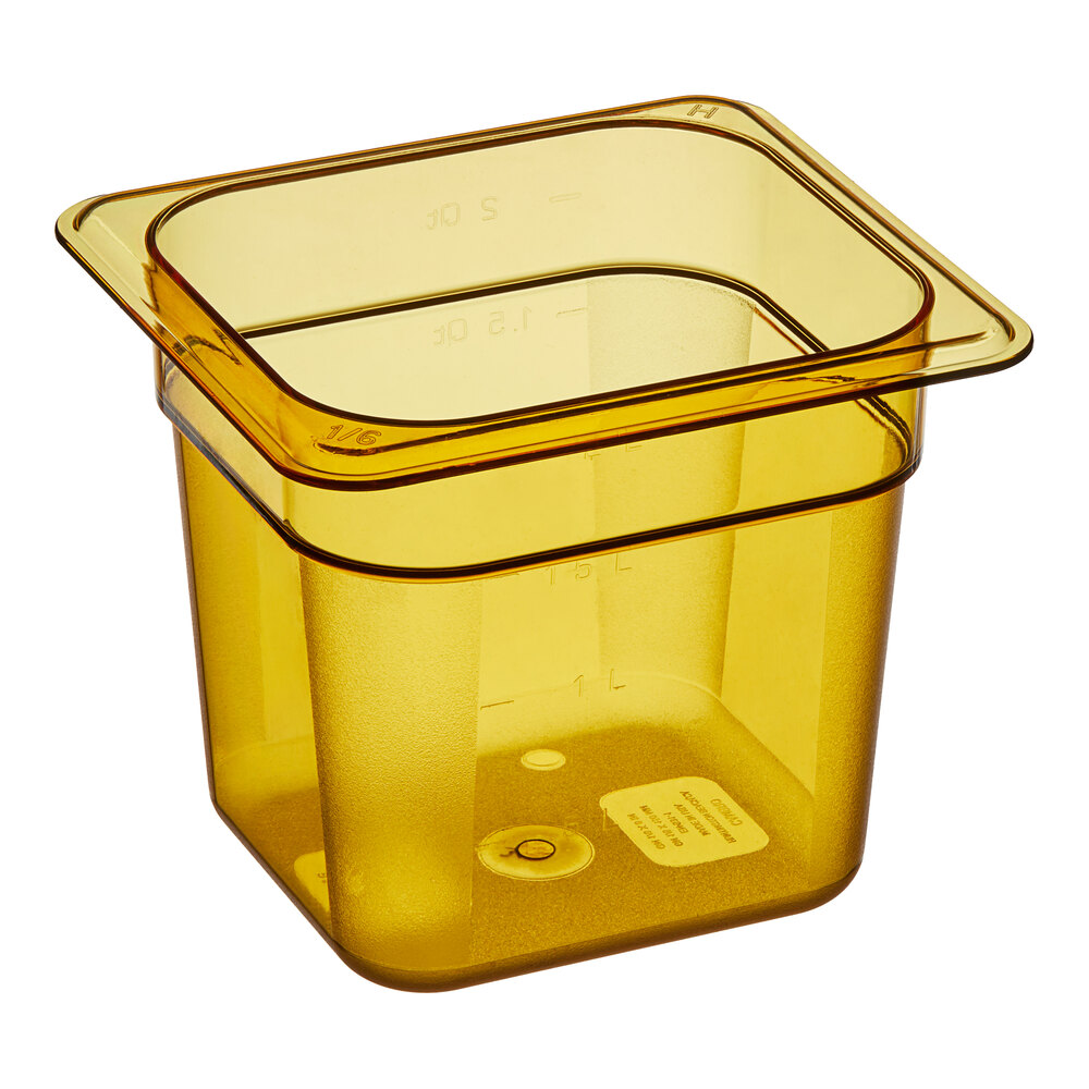 Cambro 66HP150 H-Pan™ 1/6 Size Amber High Heat Plastic Food Pan