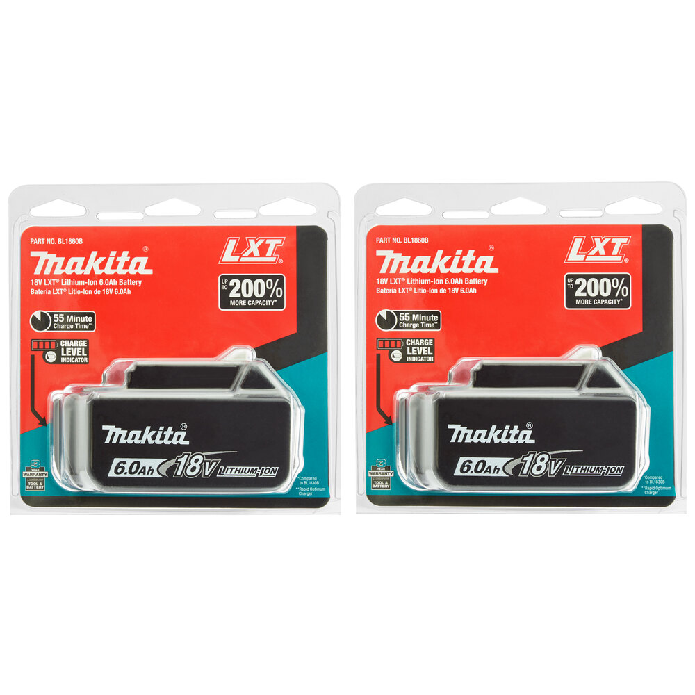 Makita BL1860B-2 18V LXT Lithium-Ion 6.0Ah Battery - 2/Pack