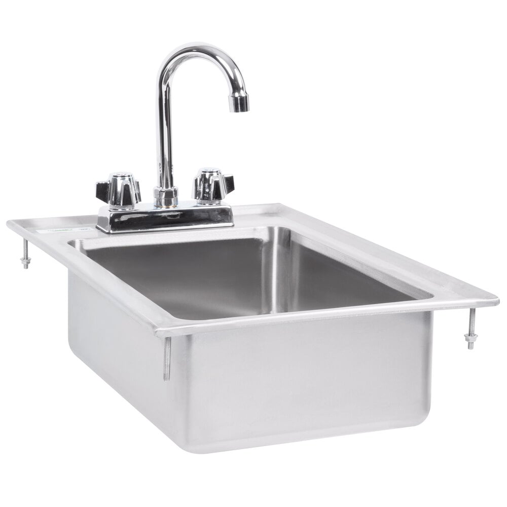 Regency 10 inch x 14 inch x 5 inch 16-Gauge Stainless Steel One Compartment Drop-In Sink