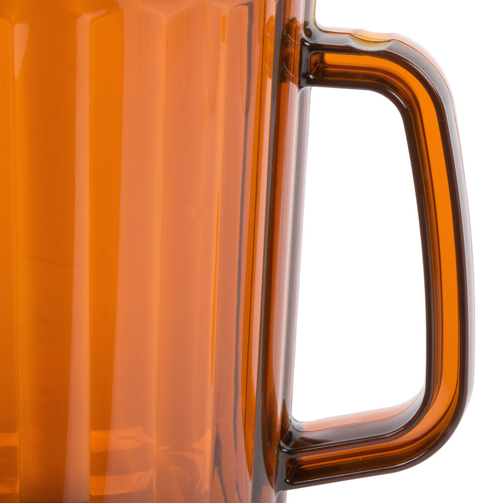 Choice 60 oz. Amber SAN Plastic Beverage Pitcher with 3 Spouts