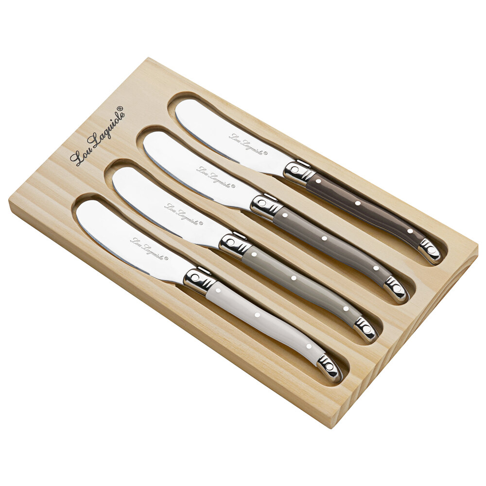 salon stressende Pasture Lou Laguiole Tradition 4-Piece Butter Spreader Set with Wooden Box