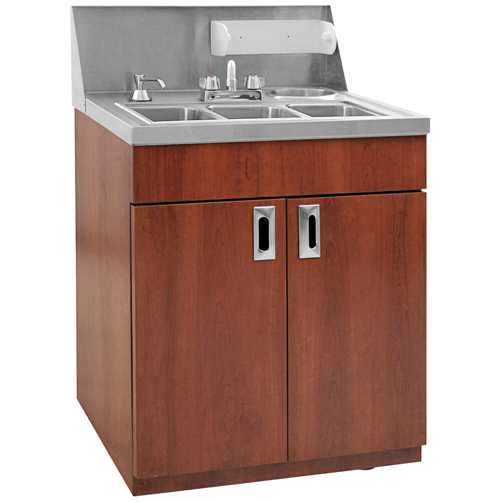 Eagle Group PHS-S3-H-LB 28 3 Compartment Hot/Cold Water Portable Hand Sink  with Laminate Finish