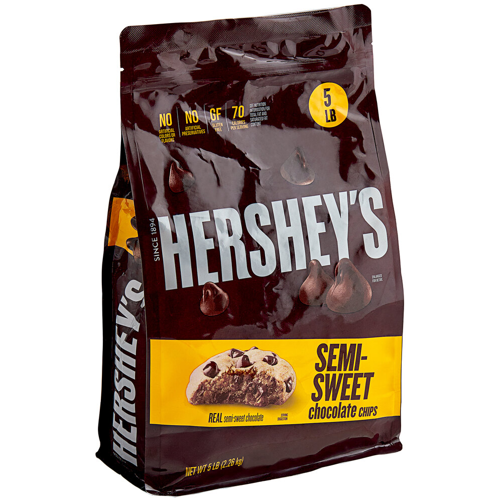 HERSHEY'S Semi-Sweet 1M Baking Chips 5 lb. Resealable Bag