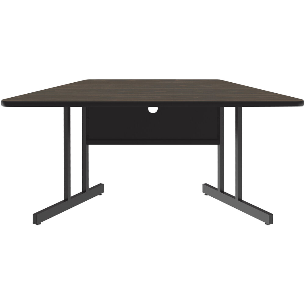 Correll 30" x 60" Trapezoid Walnut Finish Keyboard Height ThermalFused