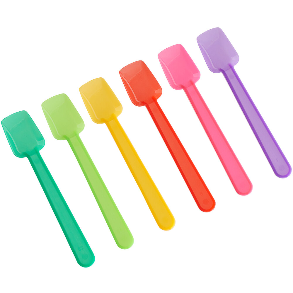 Choice 4" Plastic Gelato Spoons with Assorted Colors - 2000/Case