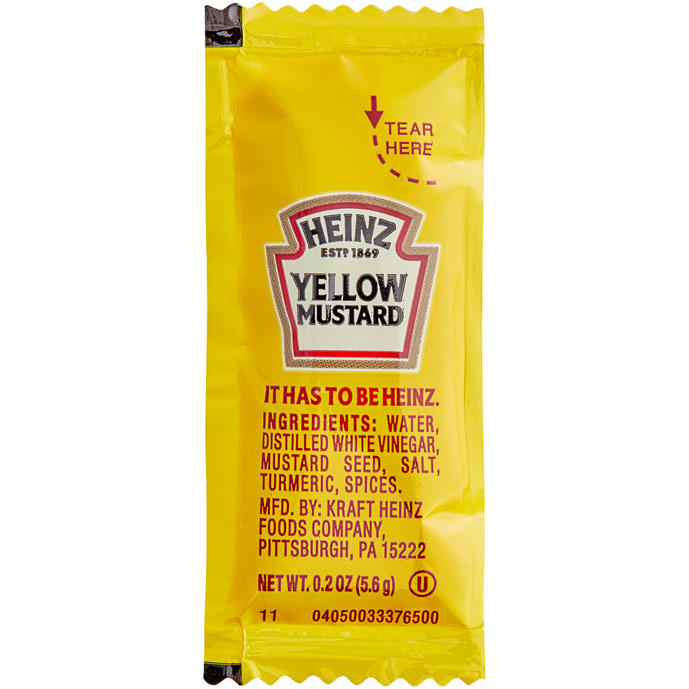 Heinz Yellow Mustard Packets 5.5 Gram 500/Case