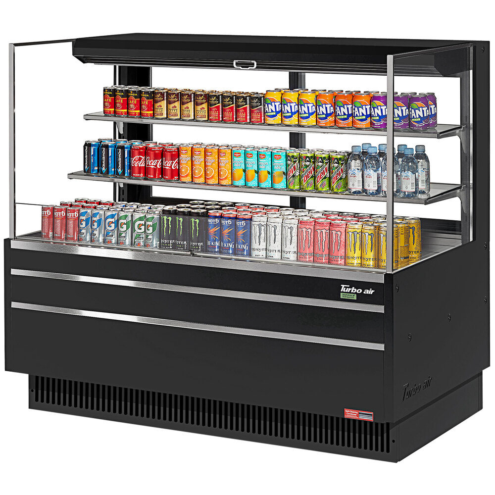 Turbo Air TOM-60L-UFD-B-3S-N 59&quot; Black Horizontal Refrigerated Open Curtain