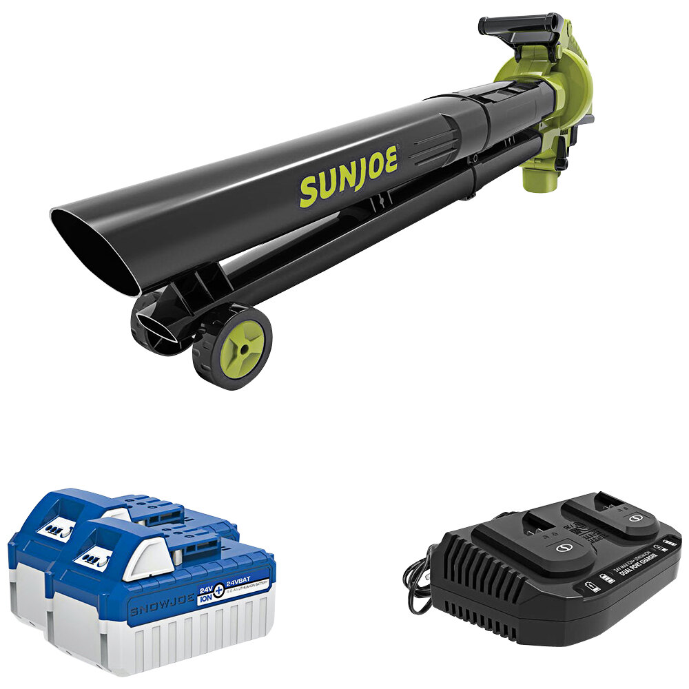 Sun Joe 24VX2BVM143 iON+ Cordless Leaf Blower & Vacuum Mulcher with 4