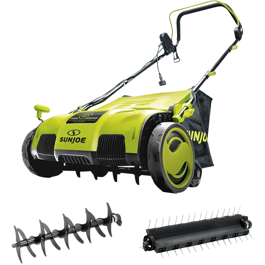 Sun Joe AJ805E 15" Corded Electric Lawn Dethatcher with Collection Bag