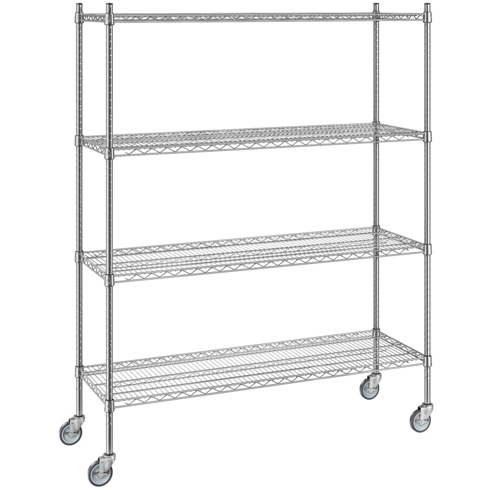 Regency 18 inch x 54 inch x 70 inch NSF Chrome Mobile Wire Shelving Starter Kit with 4 Shelves