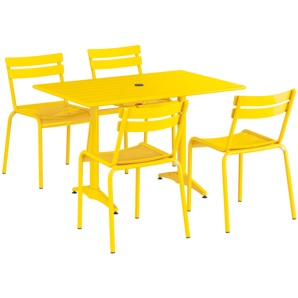 Lancaster Table & Seating 32" x 48" Yellow PowderCoated Aluminum