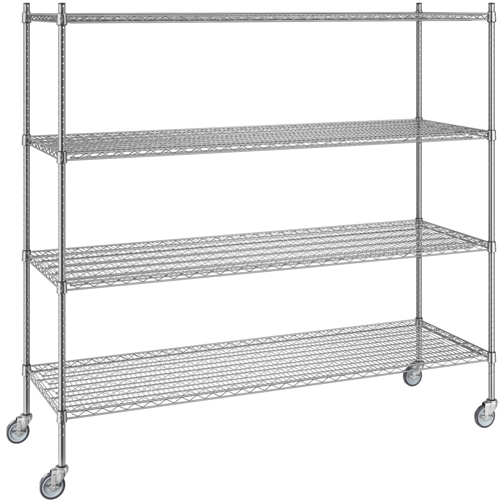 Regency 24 inch x 72 inch NSF Chrome 4-Shelf Starter Kit with 64 inch Posts and Casters