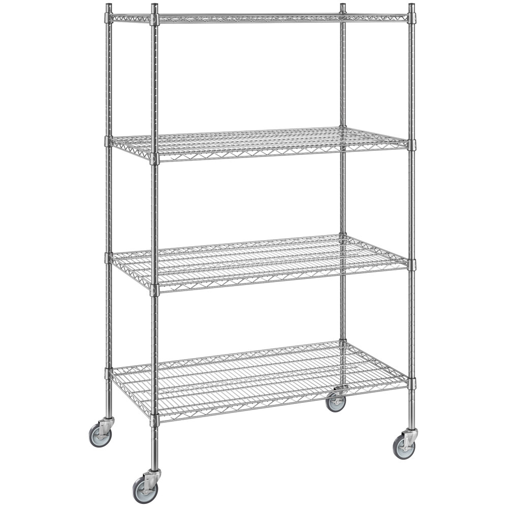 Regency 24 inch x 42 inch NSF Chrome 4-Shelf Starter Kit with 64 inch Posts and Casters