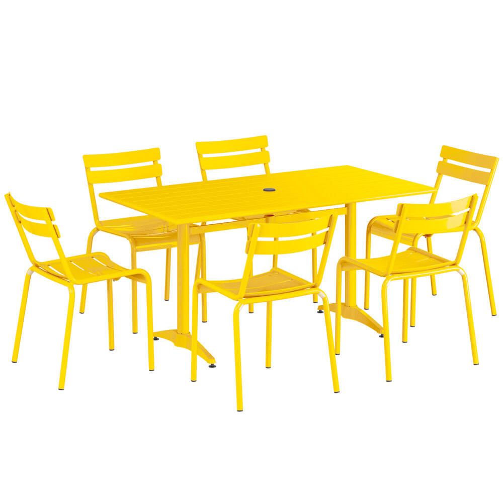 Lancaster Table & Seating 32" x 60" Yellow PowderCoated Aluminum
