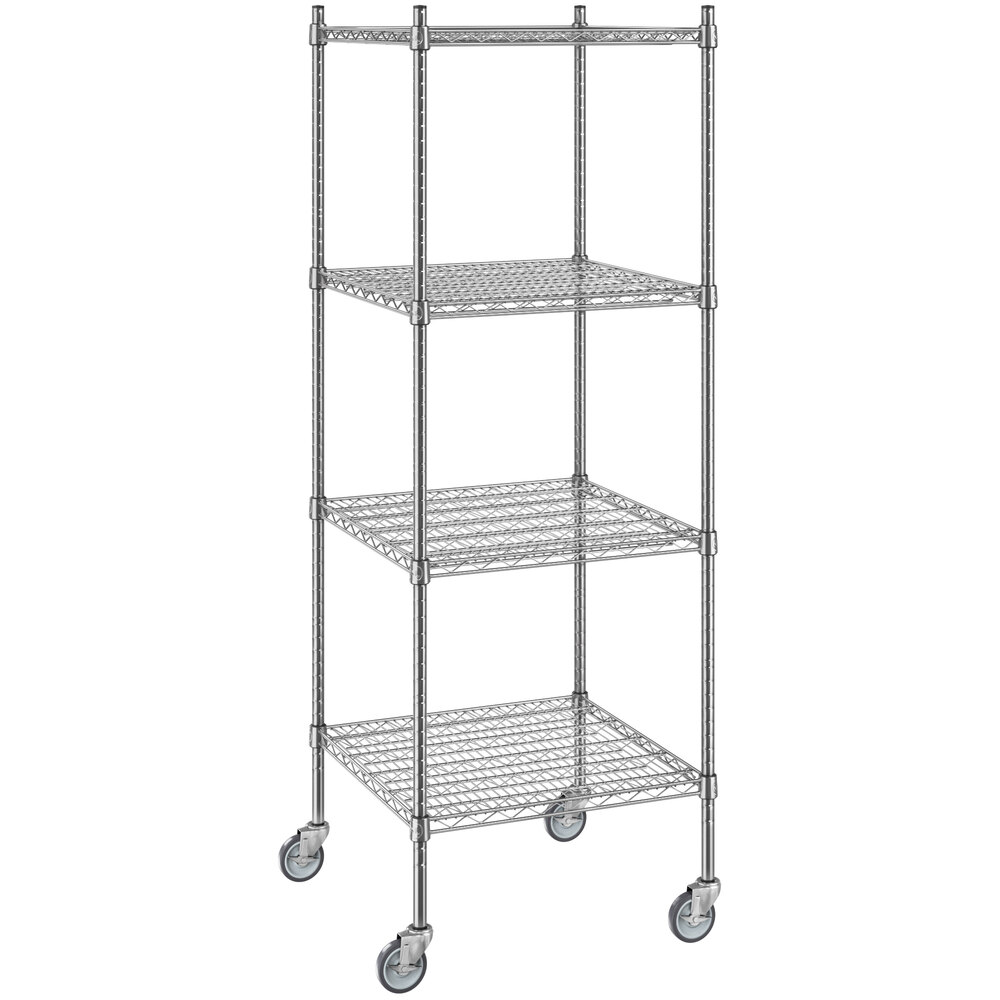 Regency 24 inch x 24 inch NSF Chrome 4-Shelf Starter Kit with 64 inch Posts and Casters