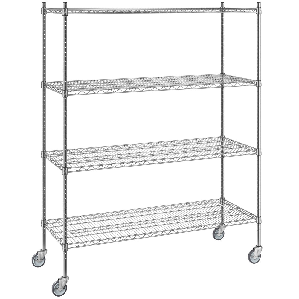 Regency 21 inch x 54 inch x 70 inch NSF Chrome Mobile Wire Shelving Starter Kit with 4 Shelves