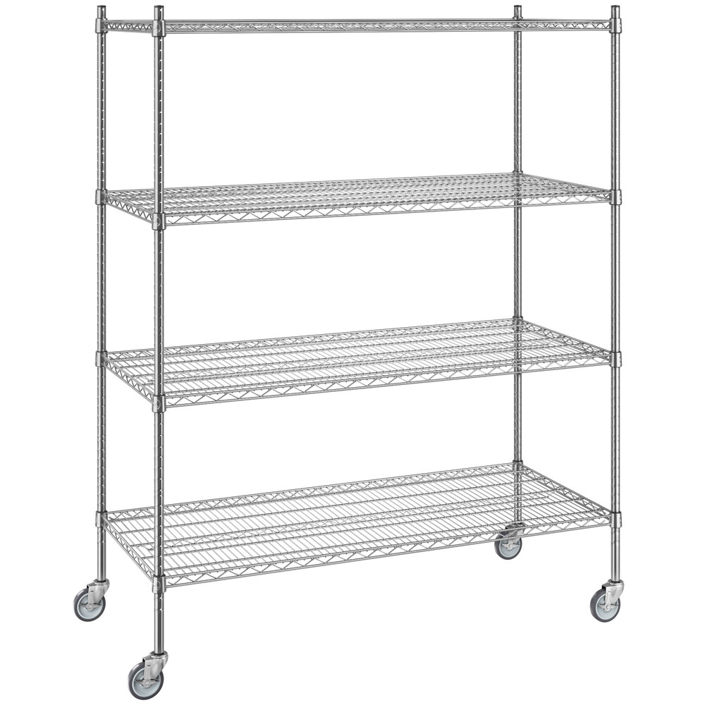 Regency 24 inch x 54 inch NSF Chrome 4-Shelf Starter Kit with 64 inch Posts and Casters