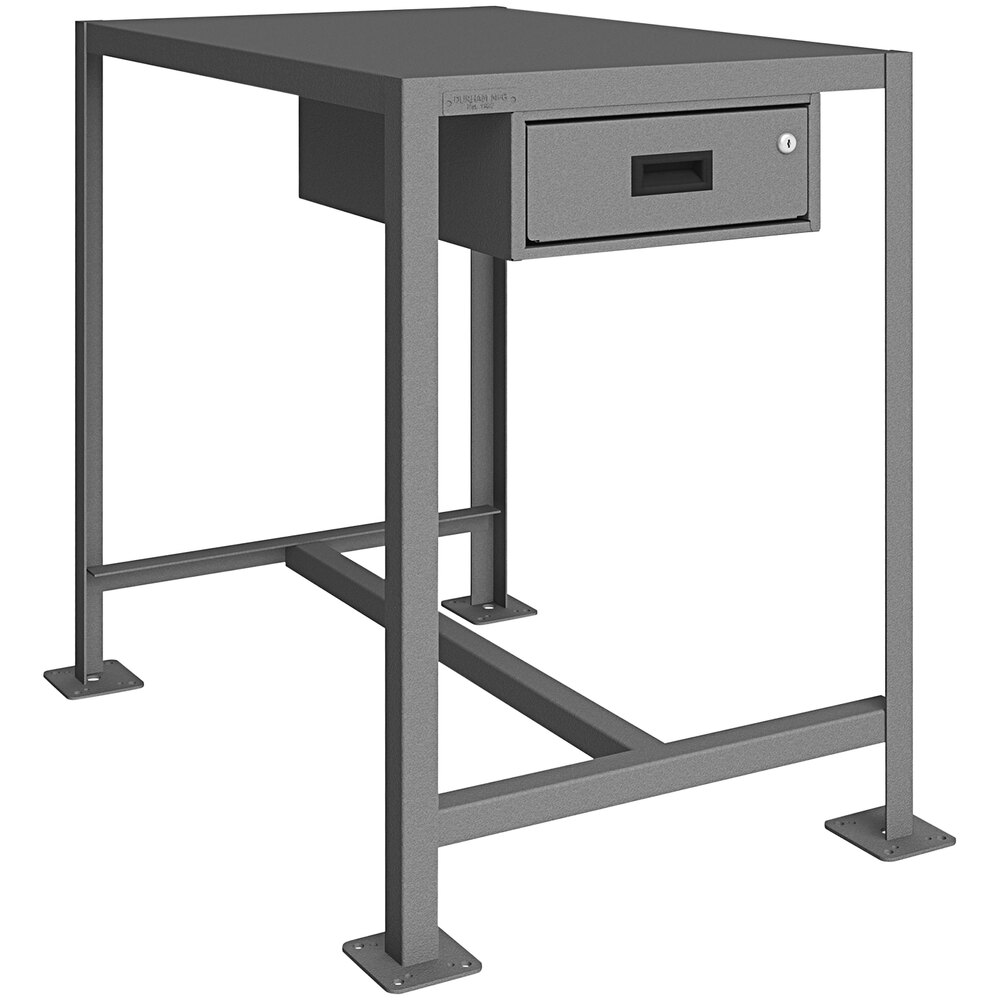 36 Length x 24 Width x 36 Height 1 Shelves Durham Steel Medium Duty Machine Tables with Drawer 2000 lbs Capacity MTD243636-2K195