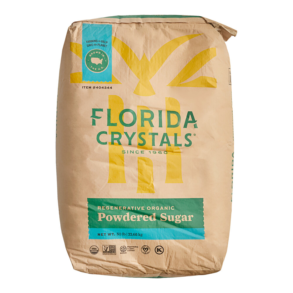 Florida Crystals Organic 10X Powdered Raw Cane Sugar 50 lb.