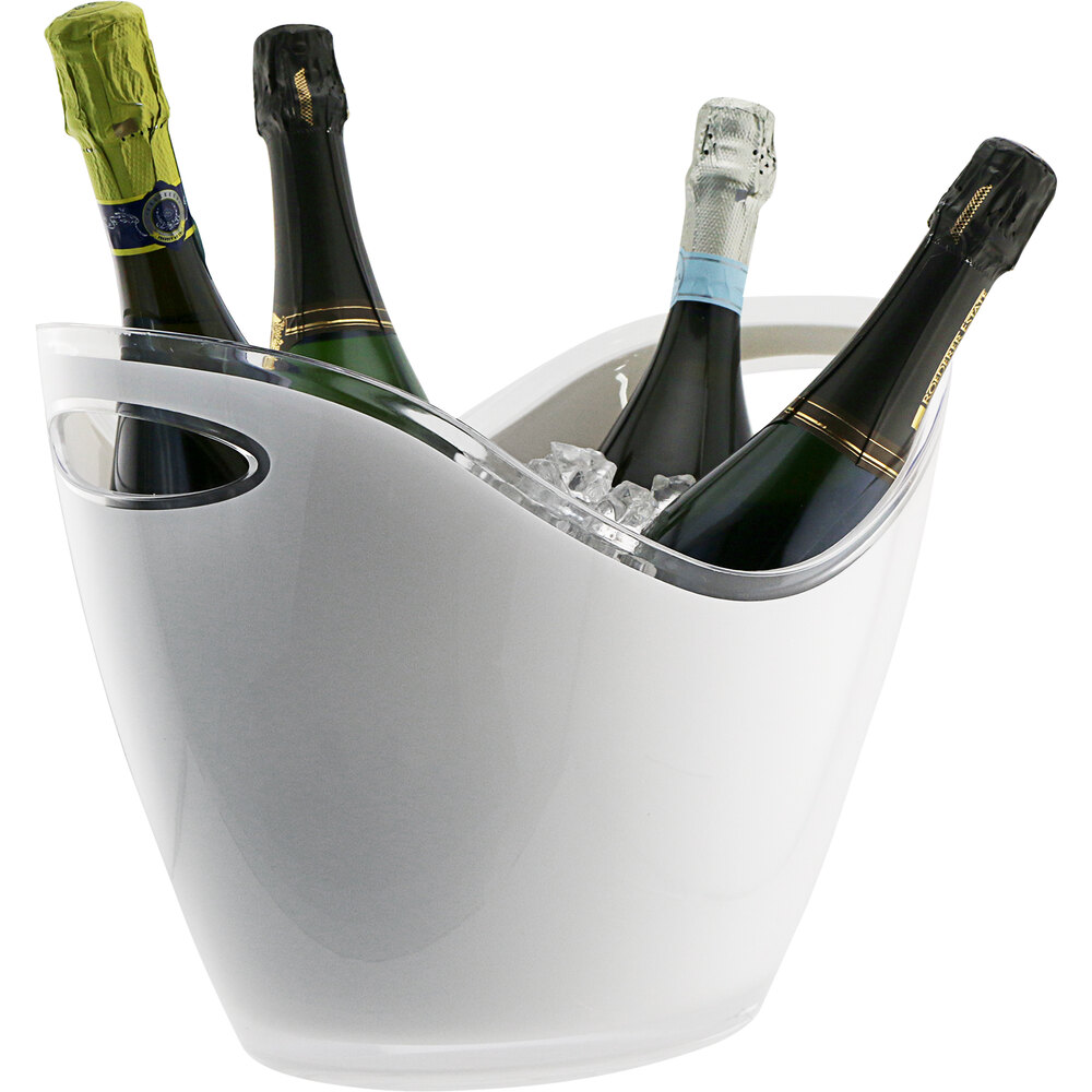 Franmara Large 4Bottle White Acrylic Oval Wine Bucket 907924 BU