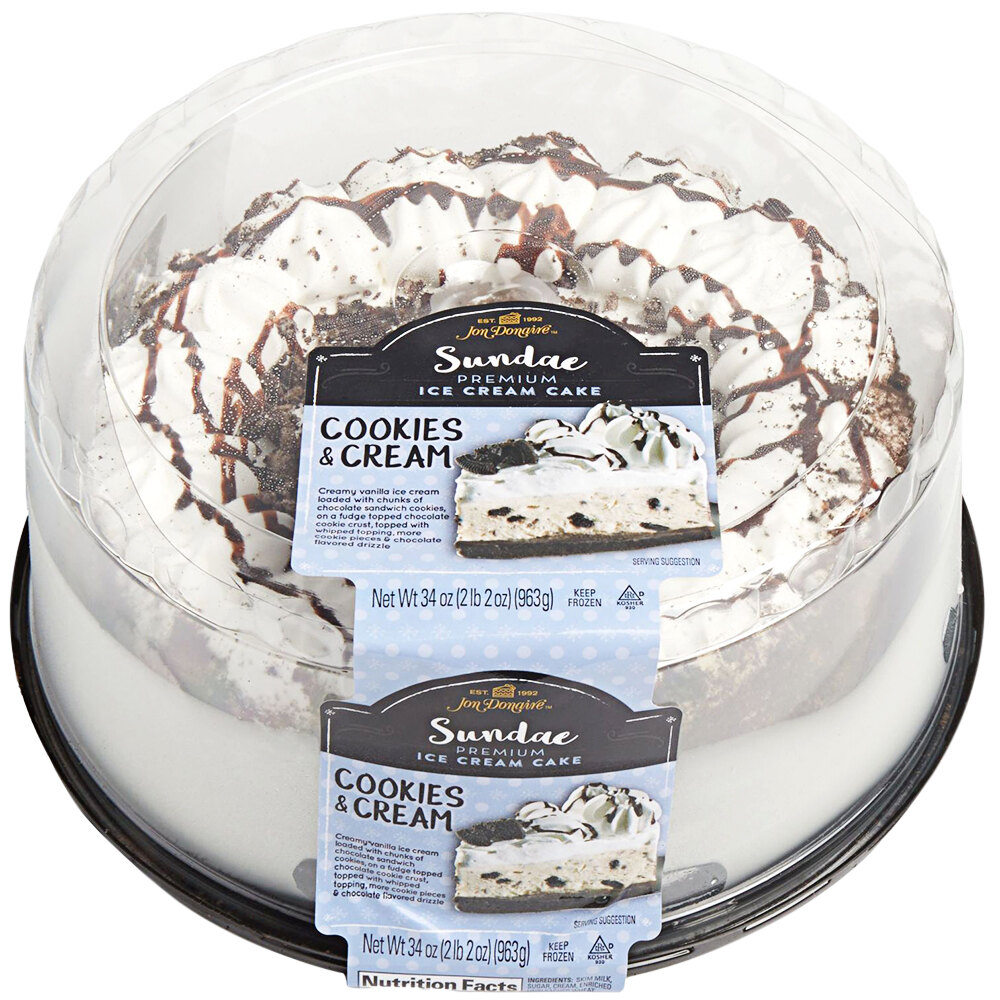 Jon Donaire 8" Round Cookies and Cream Sundae Ice Cream Cake 4/Case