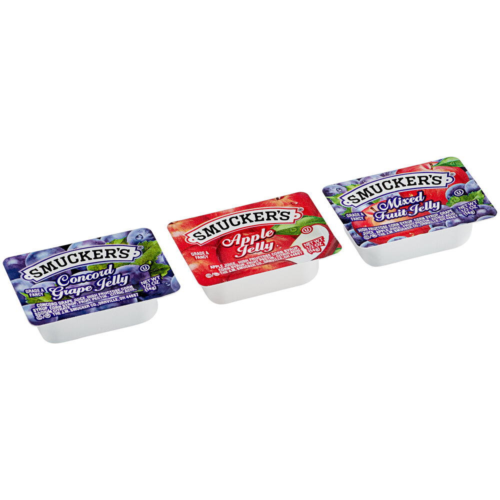 Smucker's Concord Grape, Mixed Fruit, and Apple Jelly 0.5 oz. Portion