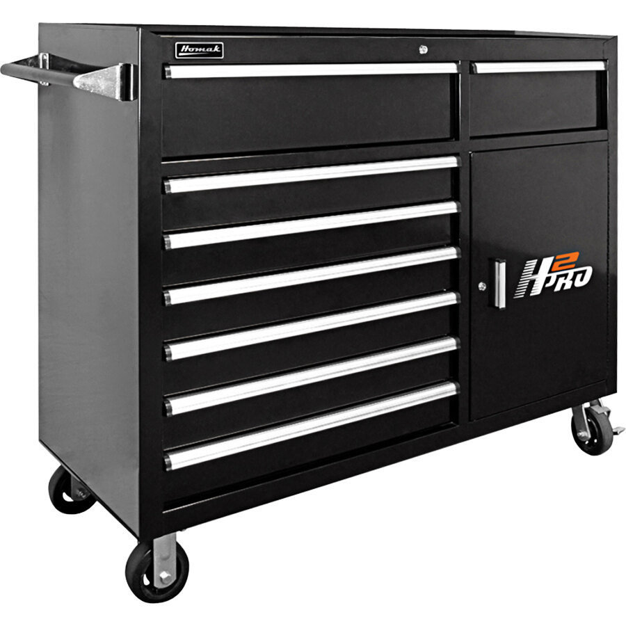 Homak H2Pro 56" Black 8Drawer Roller with 2Drawer Compartment