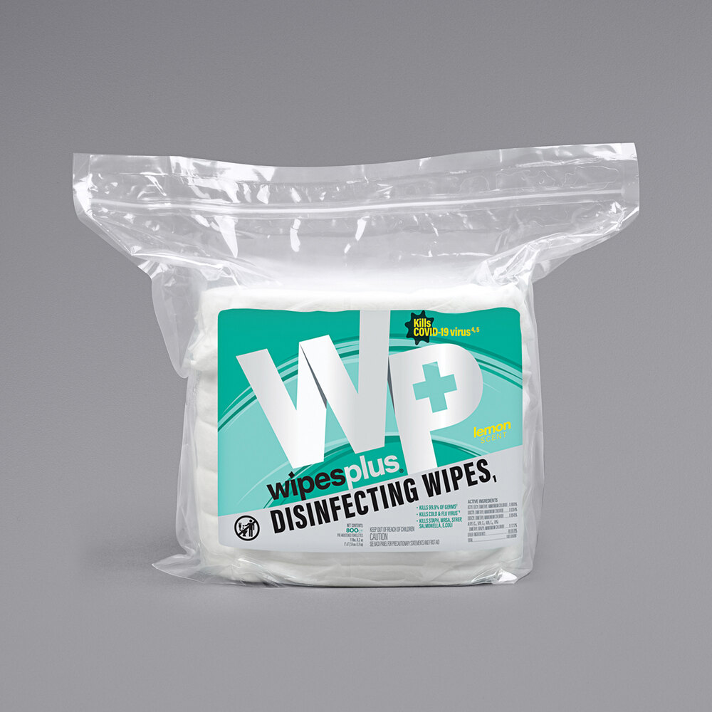 WipesPlus Center Pull Lemon Scent Alcohol Free Disinfecting Wipes 800