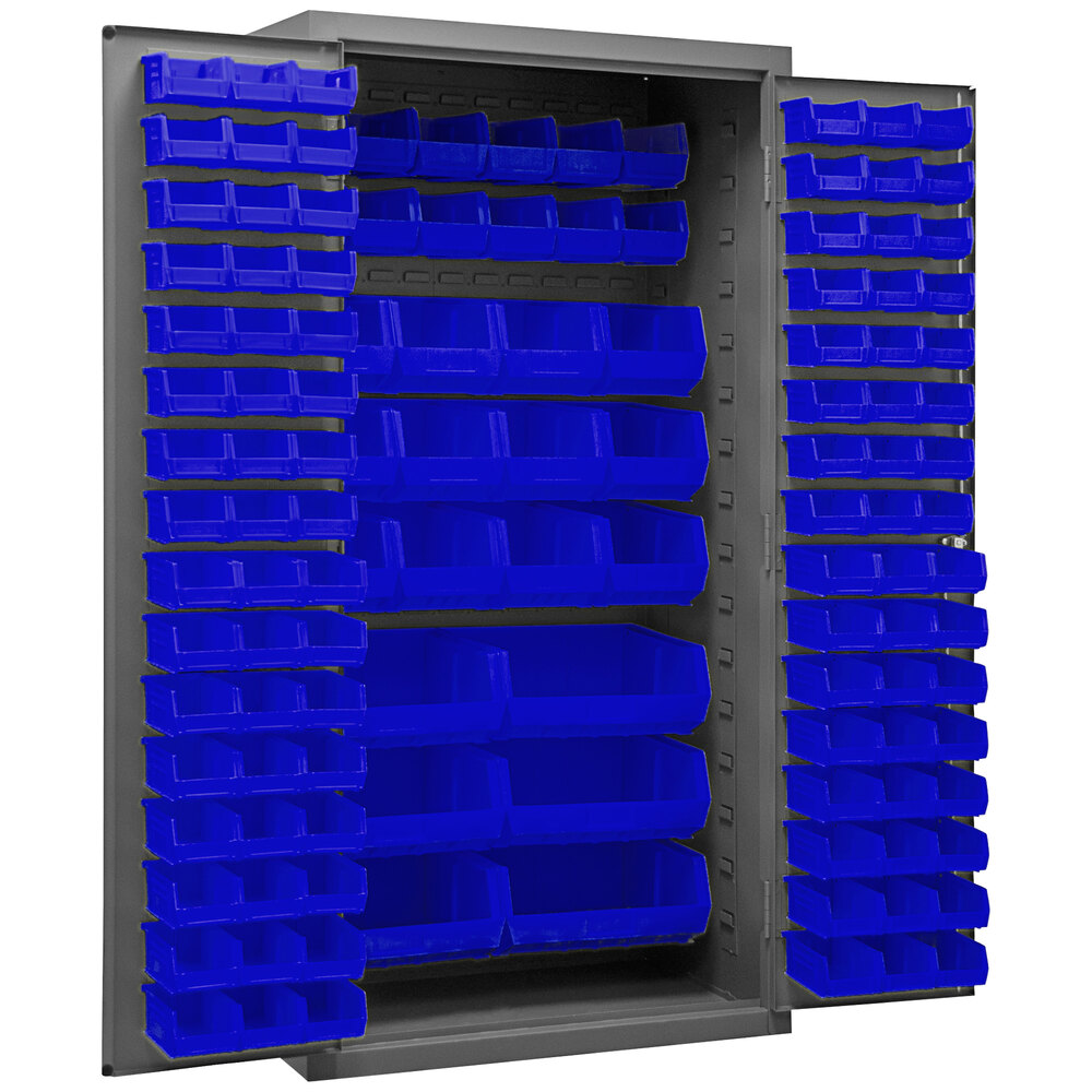 Durham Mfg 36" x 24" x 72" Storage with 126 Blue Bins 2501BDLP