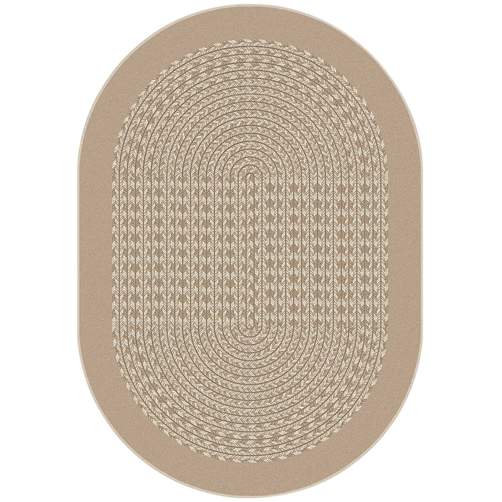 Joy Carpets Kid Essentials Like Home Beige Oval Area Rug