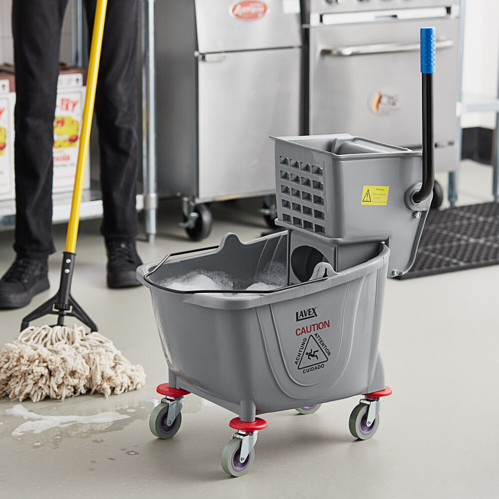 20 Liter Side Press Wringer Mop Bucket With Wheels - Commercial Grade Cleaning Bucket With Water Separation