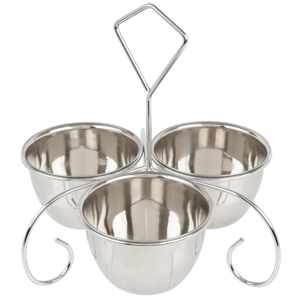 10 oz. Stainless Steel 3 Bowl Server / Caddy