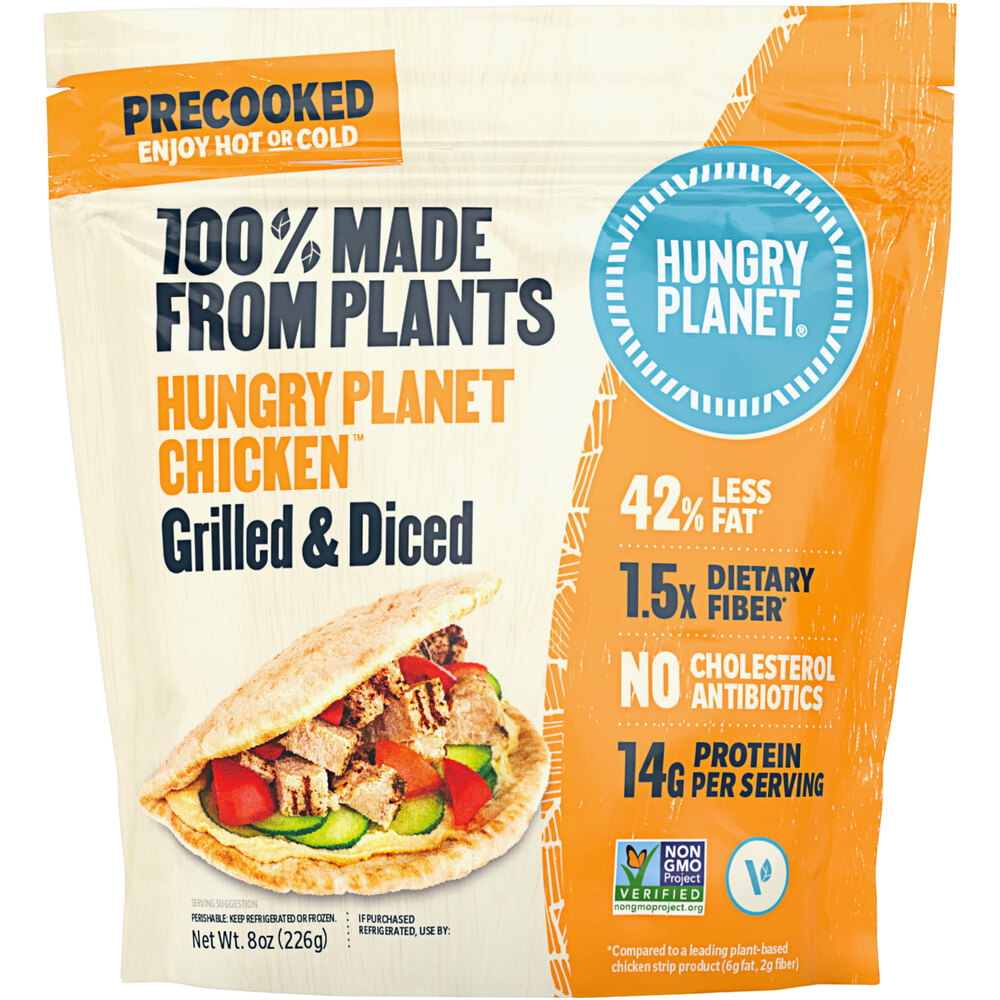 Hungry 8 oz. PlantBased Vegan Grilled and Diced Chicken 12/Case