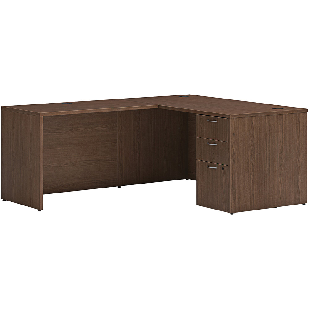 Hon Mod 60" x 72" Sepia Walnut Laminate LStation Desk with Storage