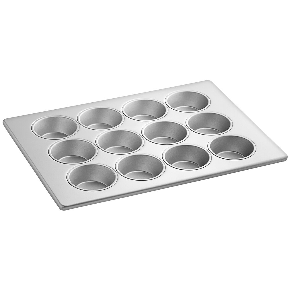 Bakers Lane 12 Cup 5 oz. Glazed Aluminized Steel Jumbo Muffin / Cupcake Pan - 18 x 13
