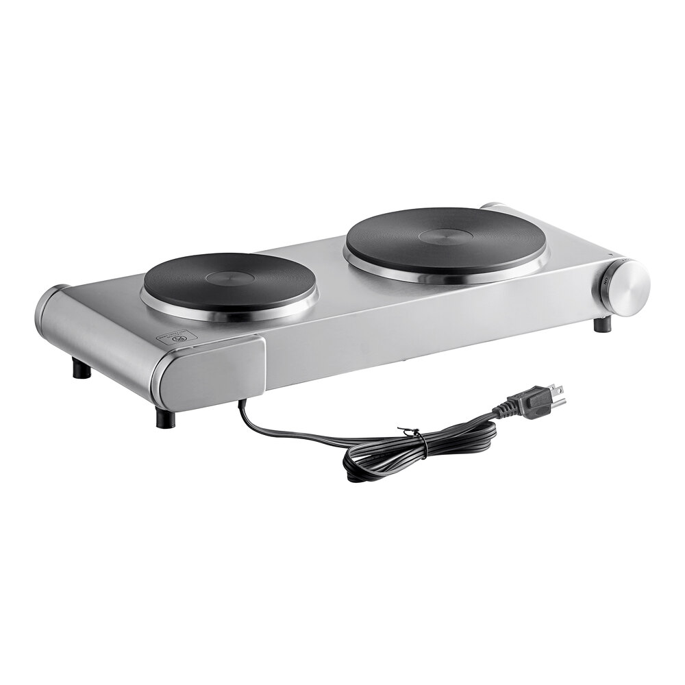 Avantco 177EBS102 Double Burner Solid Top Portable Electric Hot Plate