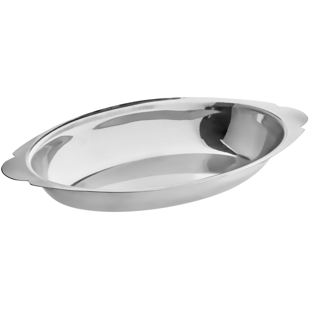 Choice 15 oz. Stainless Steel Oval Au Gratin Dish