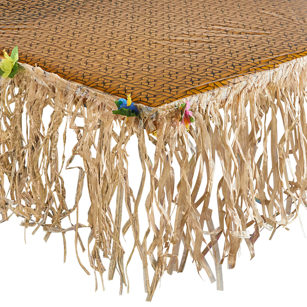 Amscan 54" x 108" Luau Table Cover with Grass Table Skirt 8/Pack