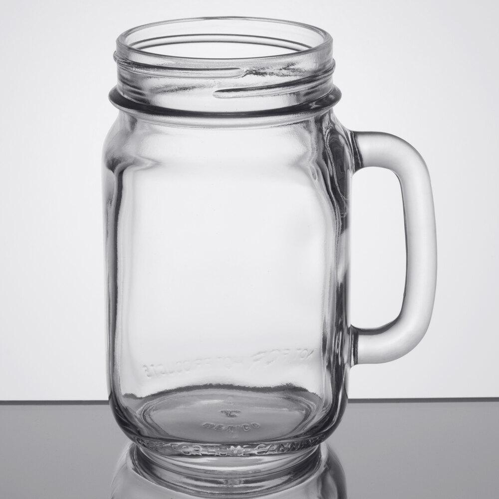 Libbey 97084 16 oz. Customizable Drinking Jar / Mason Jar with Handle