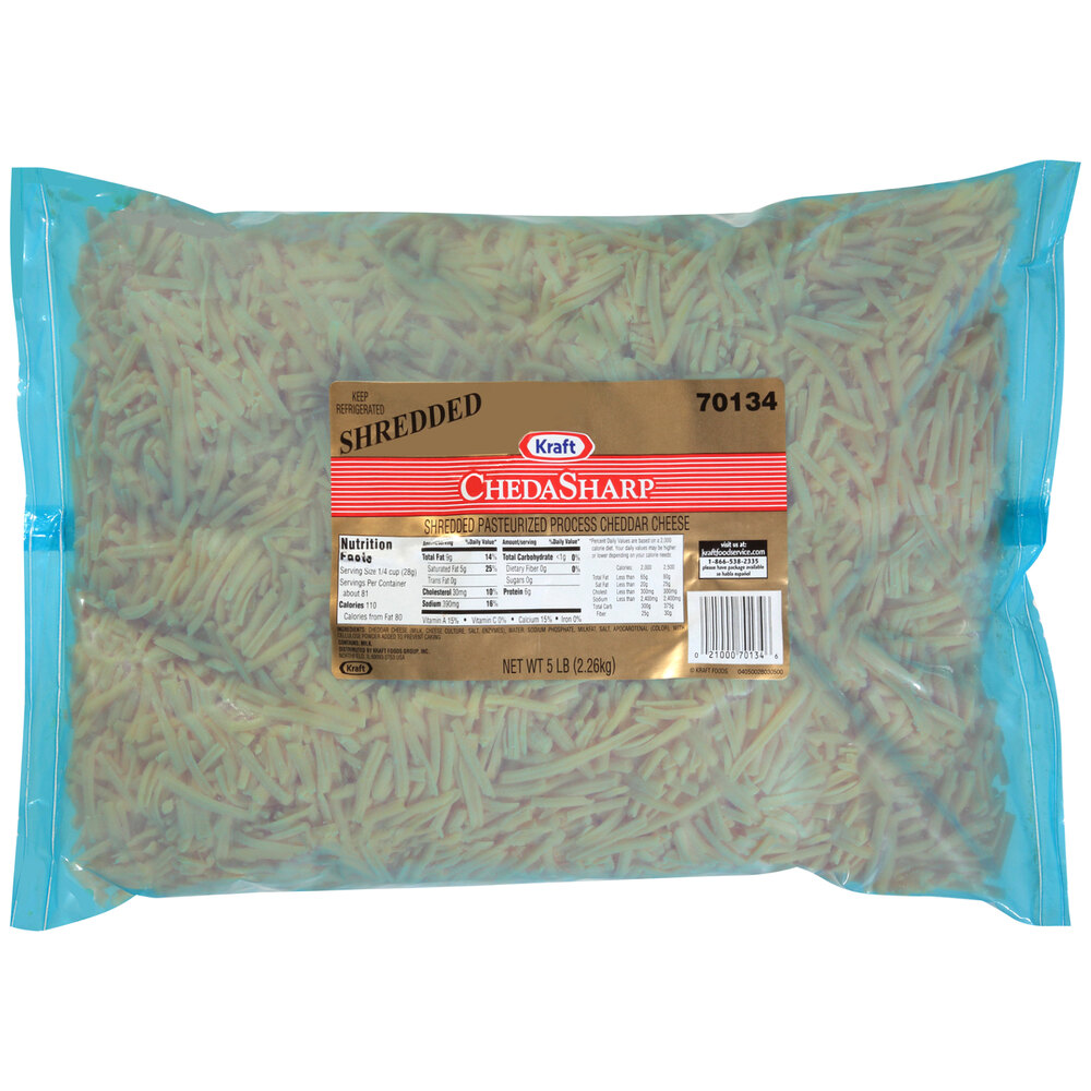 Kraft Shredded Sharp Cheddar Cheese 5 lb. 4/Case