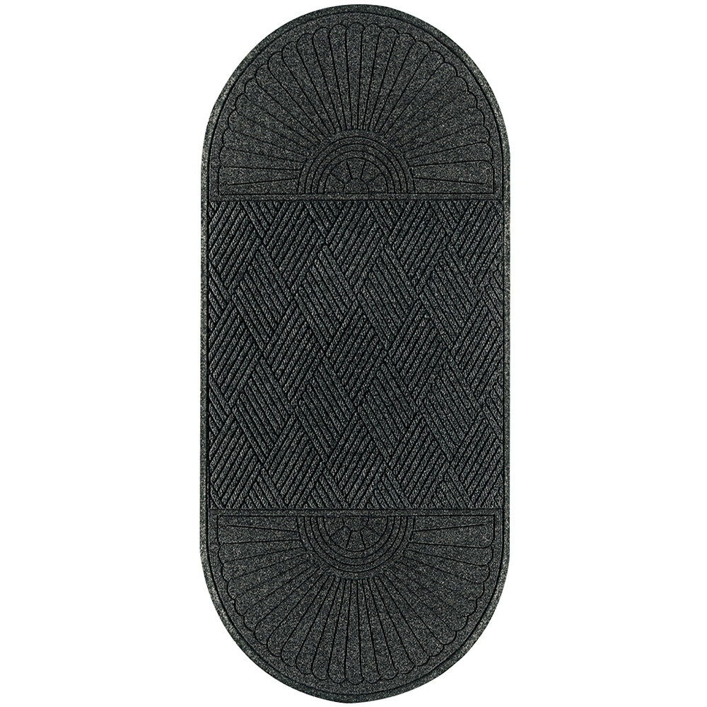 M+A Matting WaterHog Grand Diamond Charcoal Mat with Two Ends and