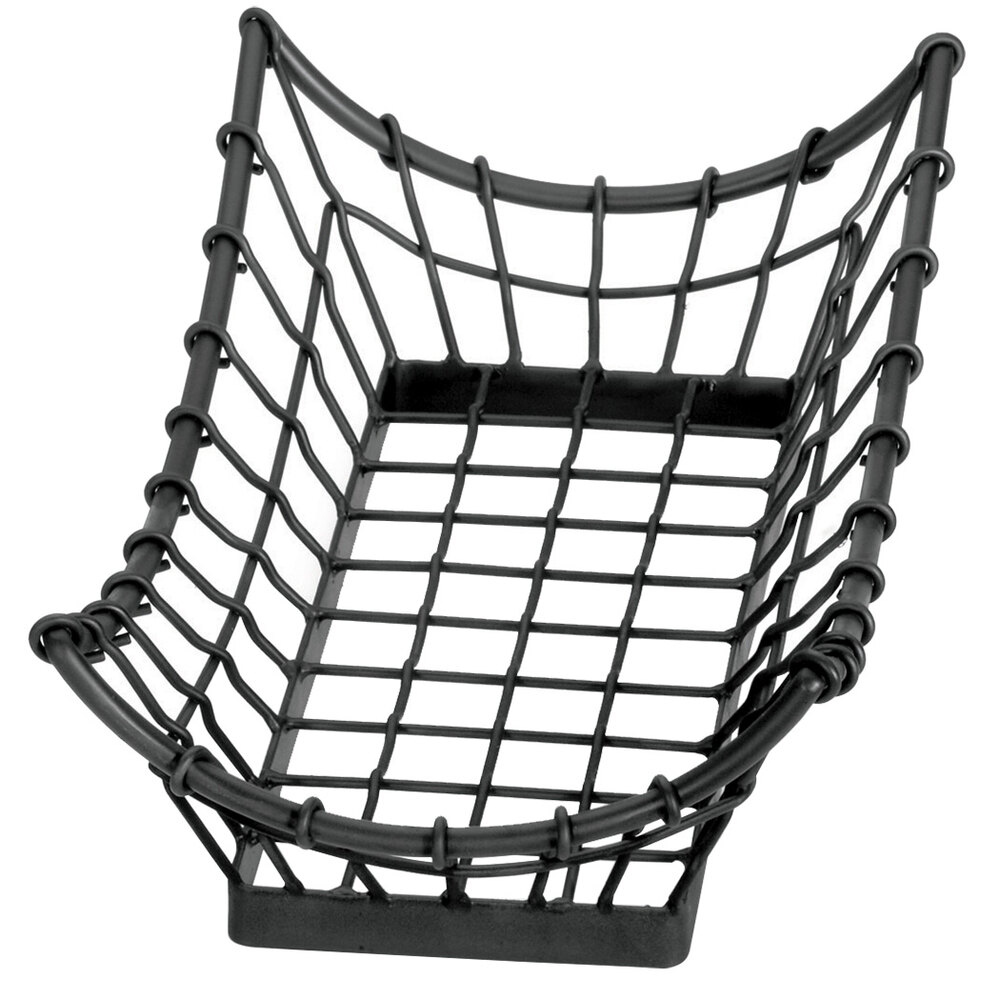 Tablecraft GM1608 Grand Master Rectangular Black Metal Basket 15" x 8