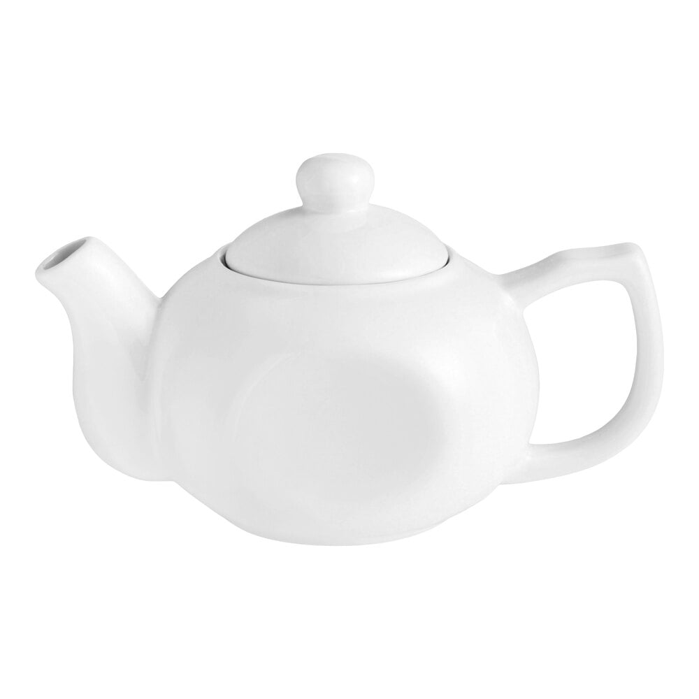 White Porcelain Teapot with Lid - 10 oz. | WebstaurantStore