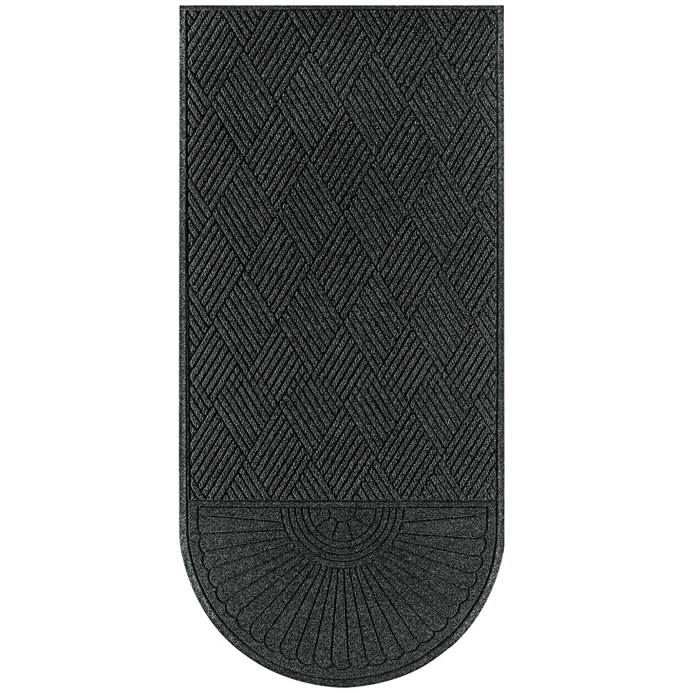 M+A Matting WaterHog Grand Diamond Charcoal Mat with One End and Smooth